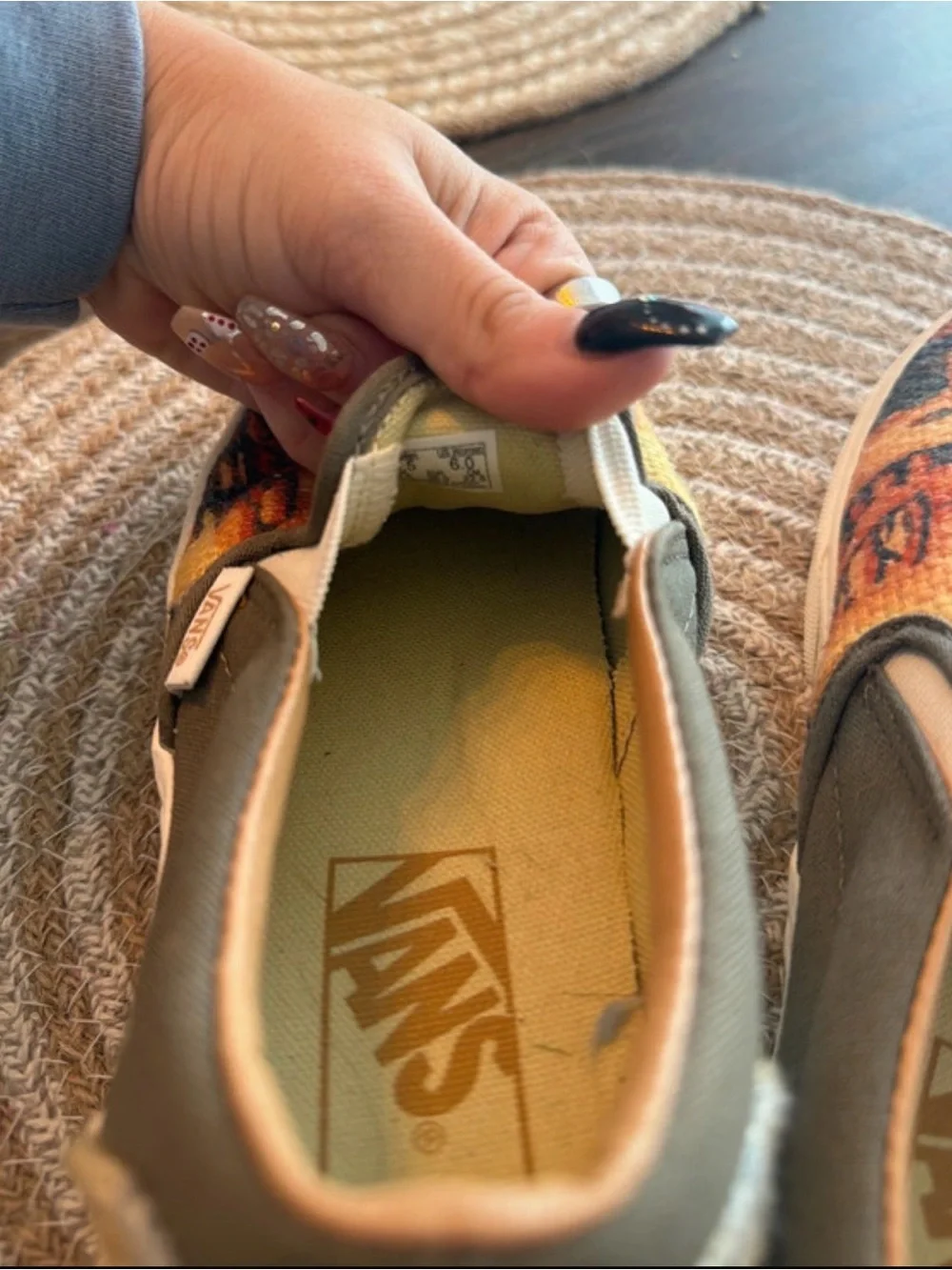Vans Slip-On Sneakers with Desert Cactus Print in Orange and Brown